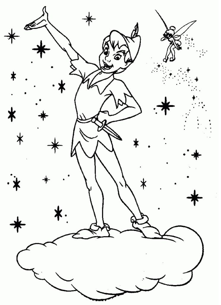 Peter Pan og Tinkerbell Tegninger til Farvelægning