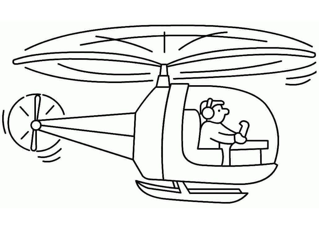 Pilot i Helikopter Tegninger til Farvelægning
