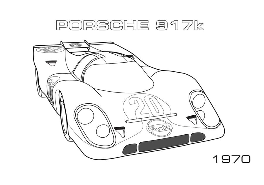 Porsche 917K racerbil Tegninger til Farvelægning