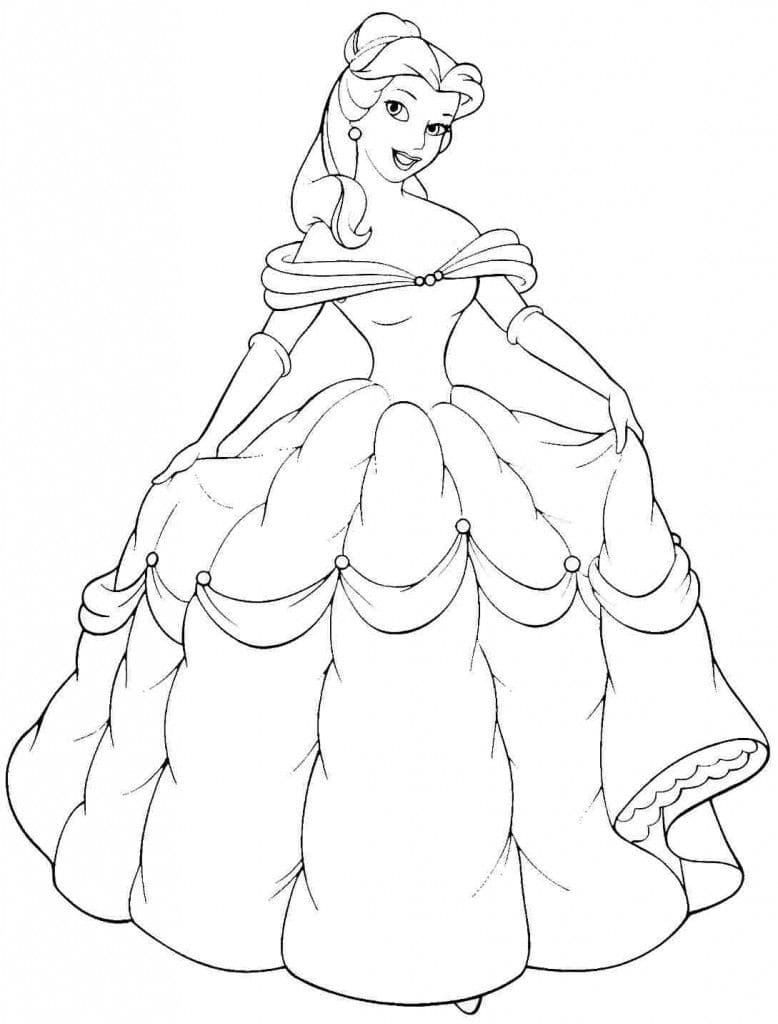 Prinsesse Belle er Smuk Tegninger til Farvelægning