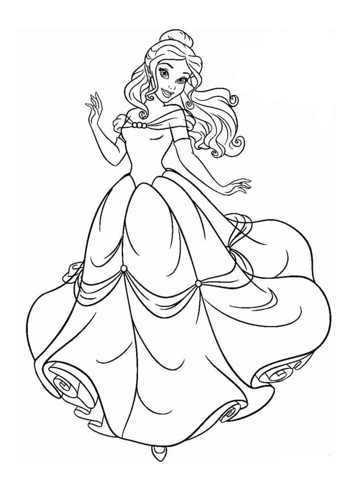 Prinsesse Belle Fra Skønheden og Udyret Tegninger til Farvelægning