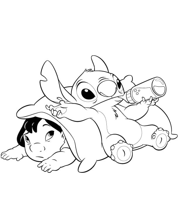 Printable Lilo And Stitch Tegninger til Farvelægning