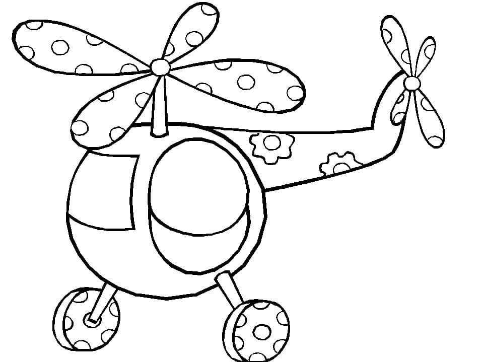 Printbar Sød Helikopter Til Børn Tegninger til Farvelægning
