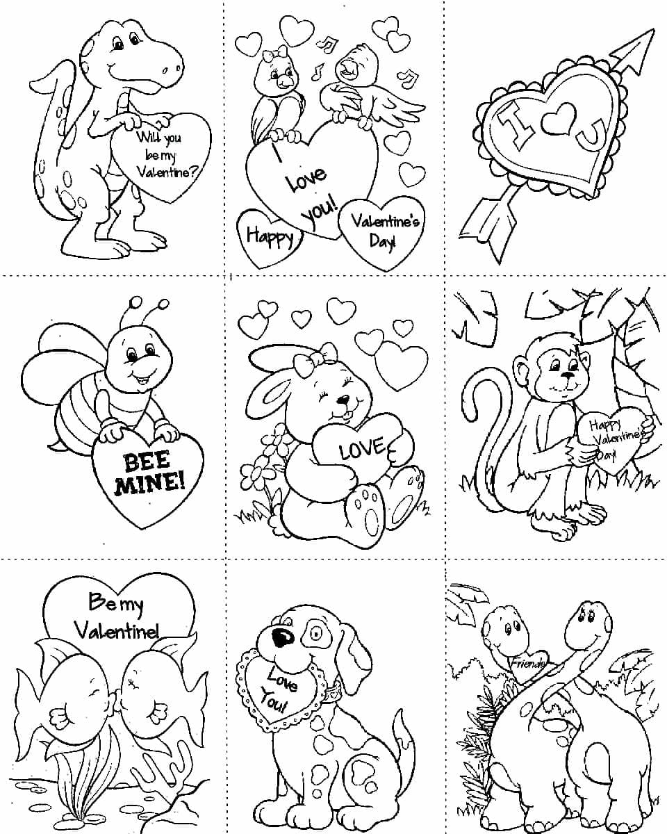 Printbare valentinskort Tegninger til Farvelægning