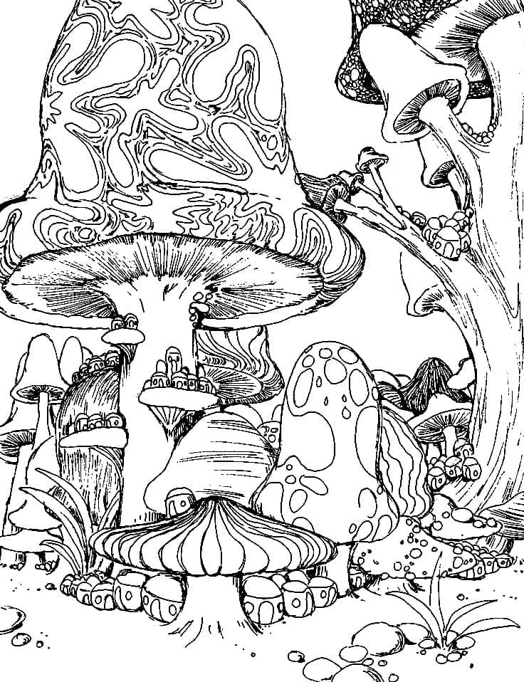 Psykedeliske svampe gratis Tegninger til Farvelægning