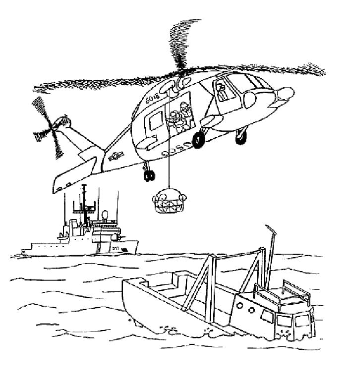 Redningshelikopter Tegninger til Farvelægning
