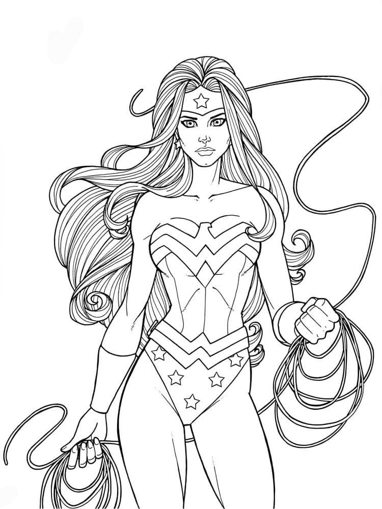 Retfærdighedsligaen Wonder Woman Tegninger til Farvelægning