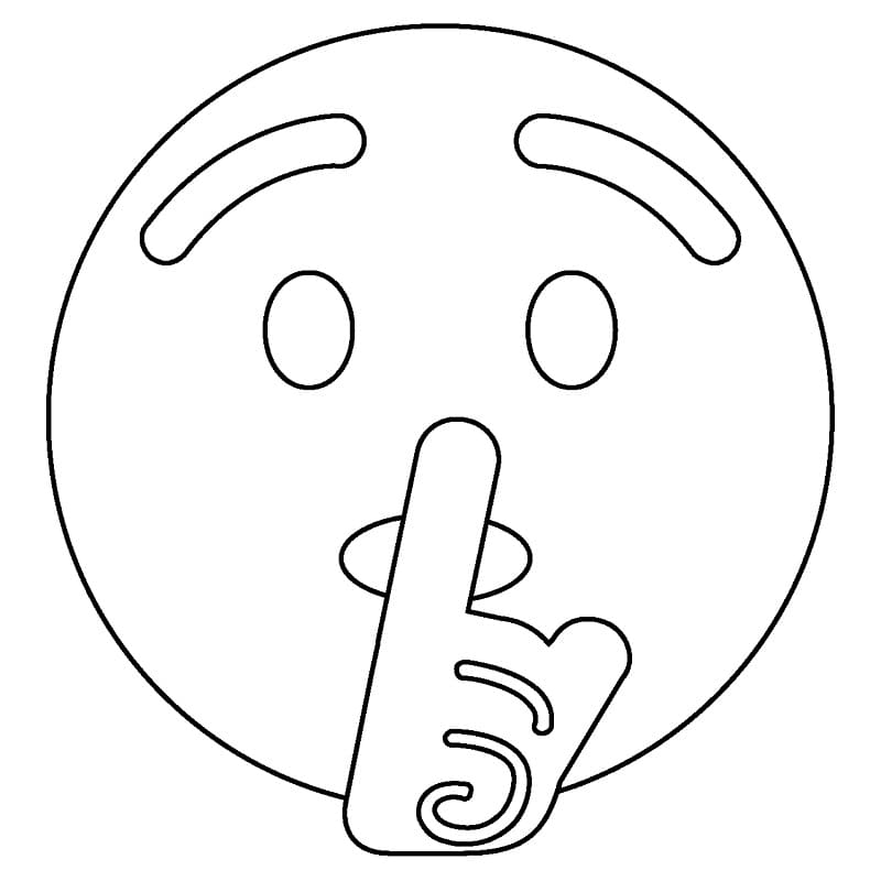 Shushing Ansigts-Emoji Tegninger til Farvelægning