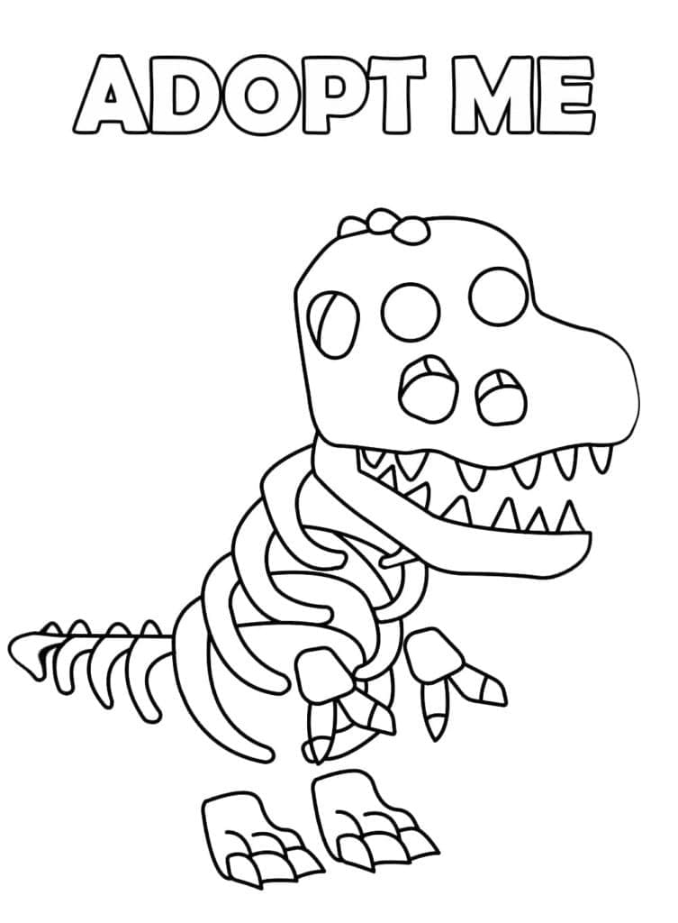 Skelet Rex Fra Adopt Me Tegninger til Farvelægning