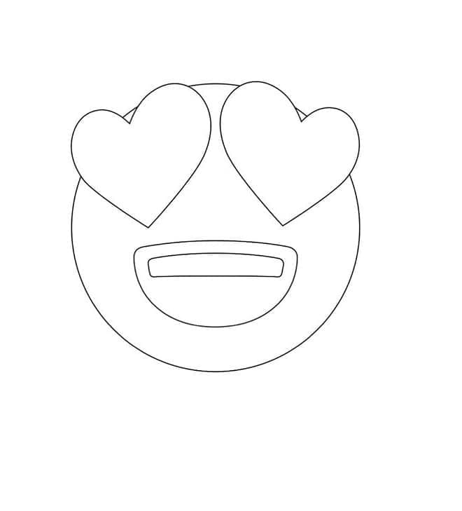 Smilende Ansigt Med Hjerteøjne Emoji Tegninger til Farvelægning
