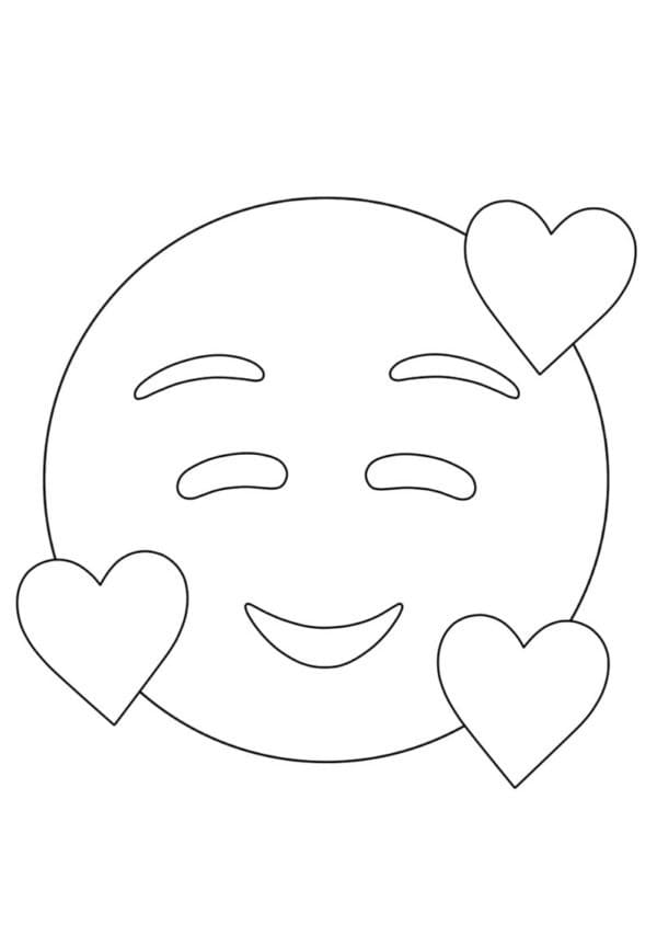 Smilende Ansigt Med Hjerter-Emoji Tegninger til Farvelægning