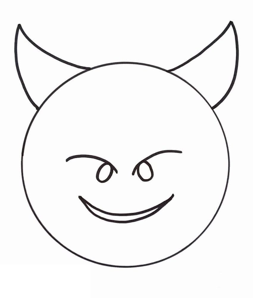 Smilende Ansigt Med Horn-Emoji Tegninger til Farvelægning