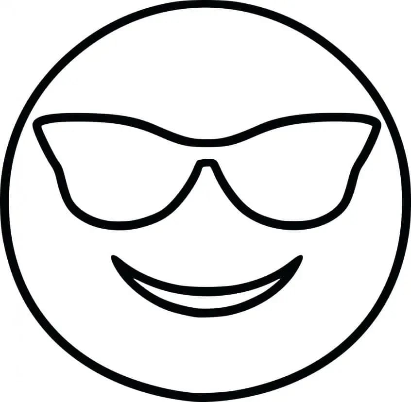 Smilende Ansigt Med Solbriller-Emoji Tegninger til Farvelægning
