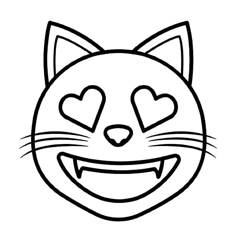 Smilende Kat Med Hjerteøjne Emoji Tegninger til Farvelægning