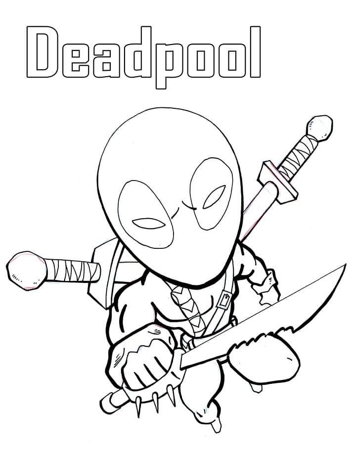 Sød Deadpool Tegninger til Farvelægning