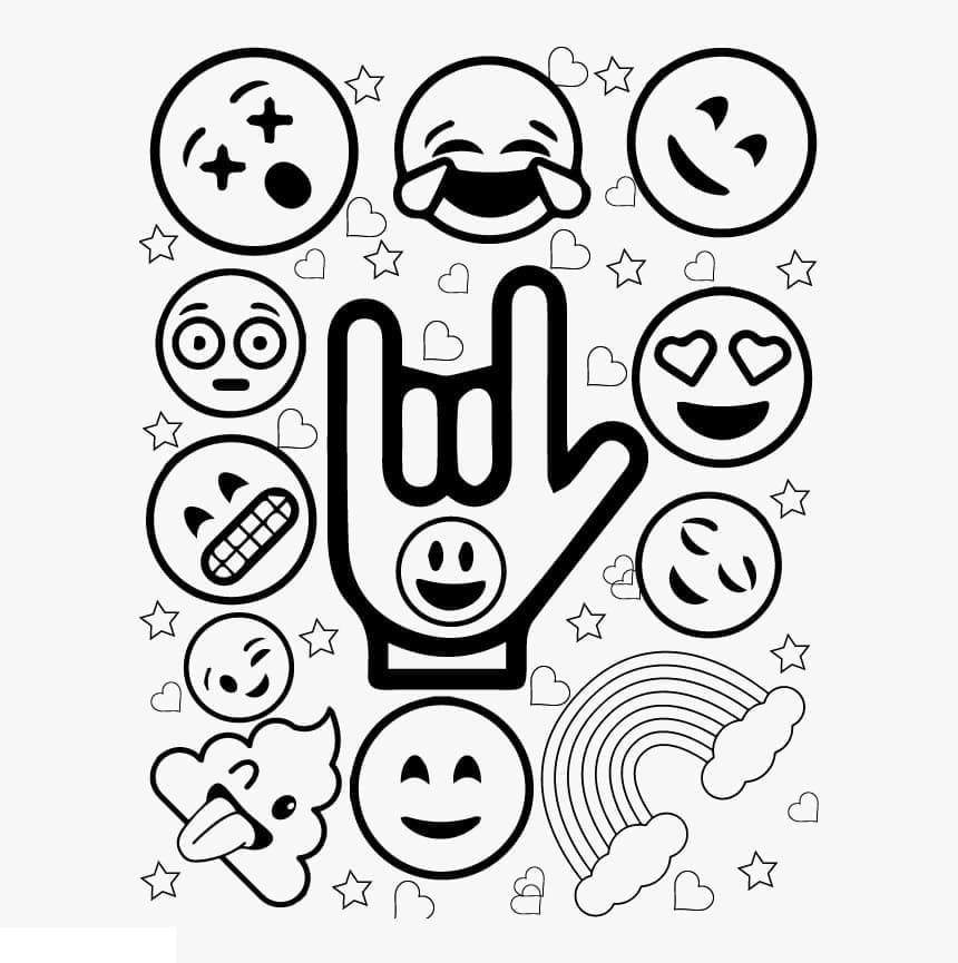 Søde Emojis Tegninger til Farvelægning