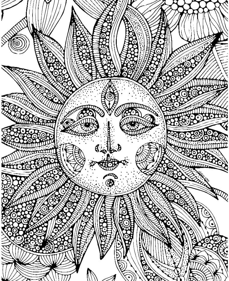 Sol psykedelisk Tegninger til Farvelægning