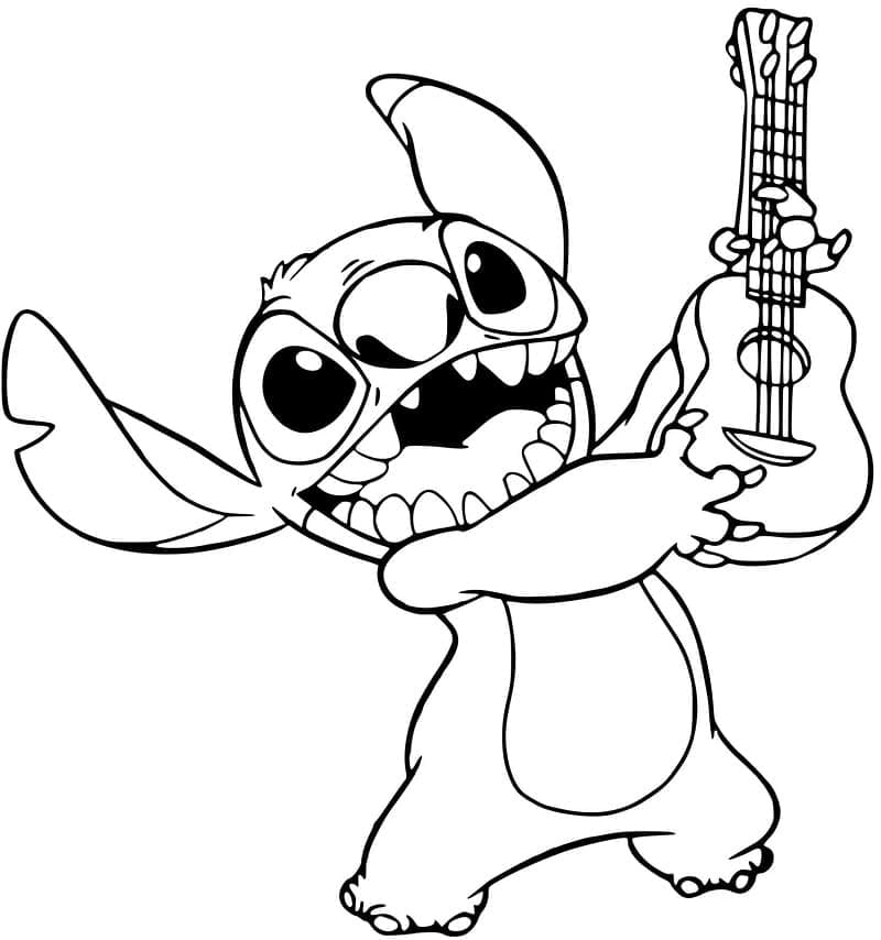 Stitch Med en Guitar Tegninger til Farvelægning