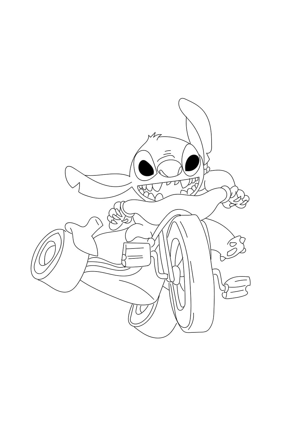 Stitch På Trehjulet Cykel Tegninger til Farvelægning