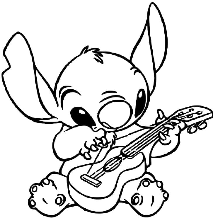 Stitch Spiller Guitar Tegninger til Farvelægning