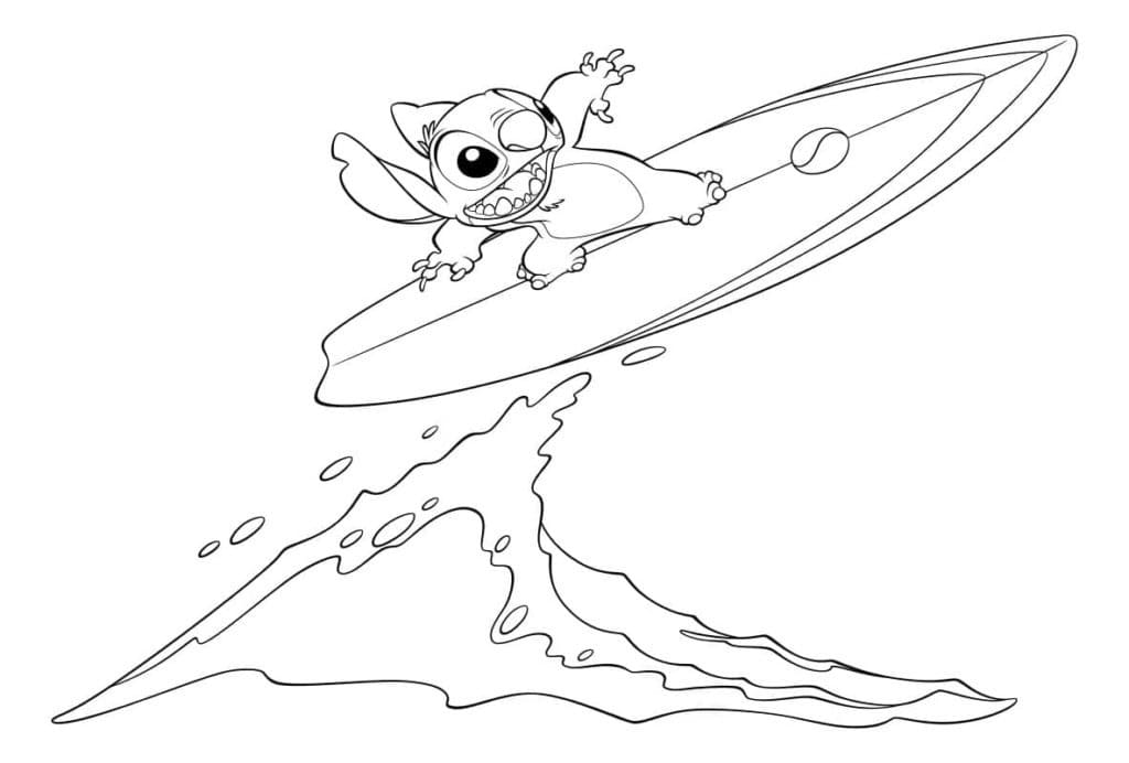 Stitch Surfer Tegninger til Farvelægning