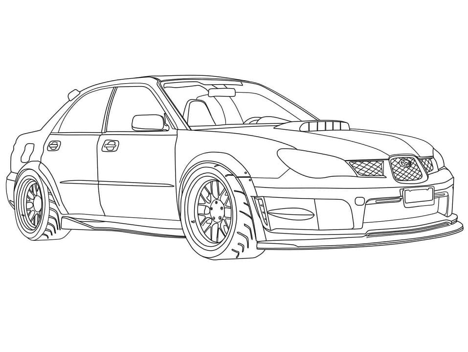 Subaru racerbil Tegninger til Farvelægning