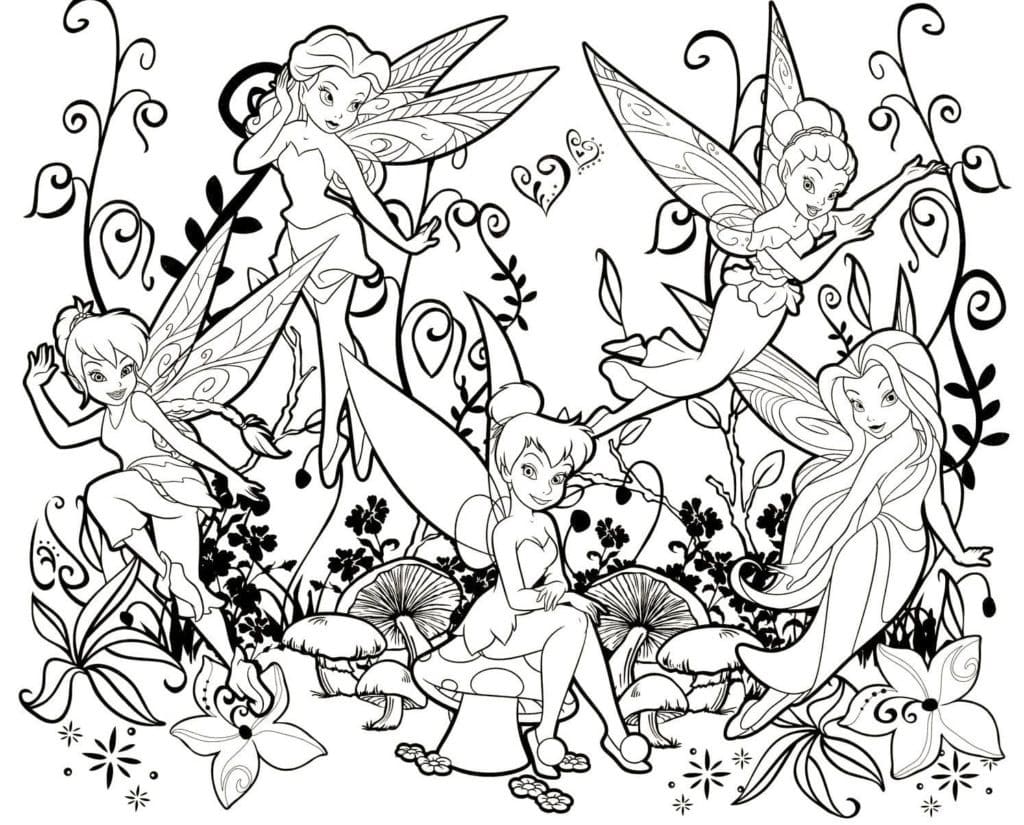 Tinkerbell og Disney Fairies Tegninger til Farvelægning