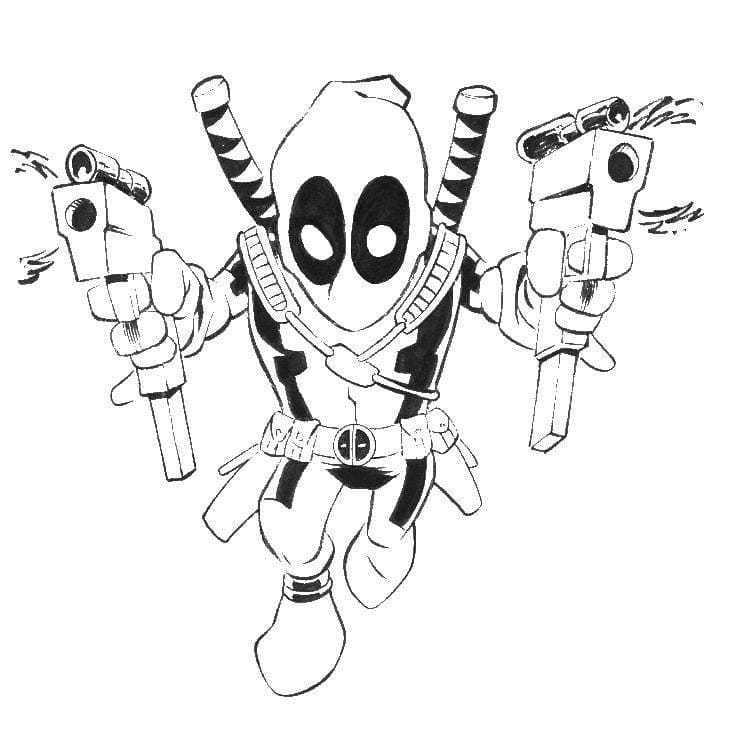 Udskrivbar Sjov Deadpool Tegninger til Farvelægning