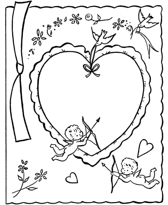 Valentines kort ark Tegninger til Farvelægning