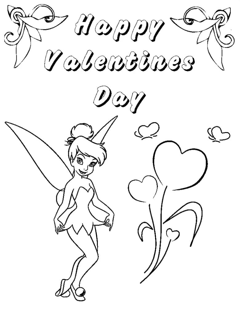 Valentines Tinkerbell Tegninger til Farvelægning