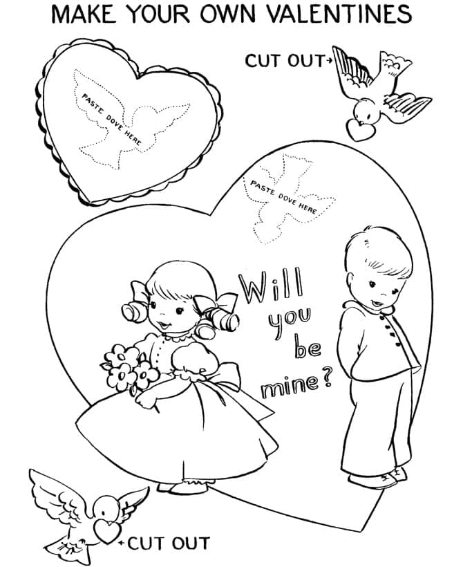 Valentinsdag kort gratis Tegninger til Farvelægning