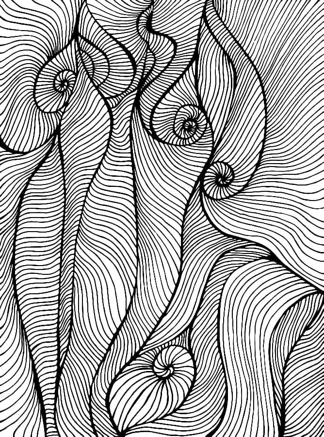 Waves Curly Abstrakt Psykedelisk Tegninger til Farvelægning