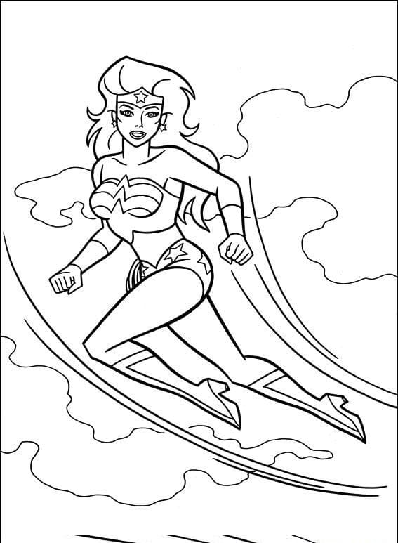 Wonder Woman der flyver Tegninger til Farvelægning
