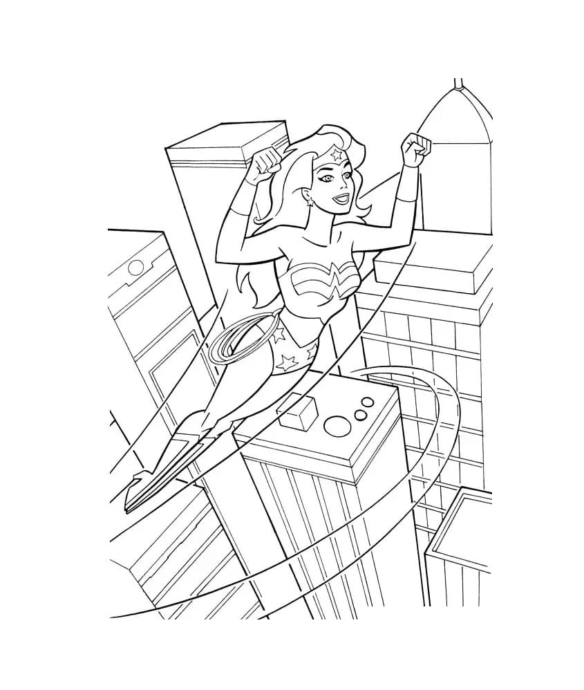 Wonder Woman flyver Tegninger til Farvelægning