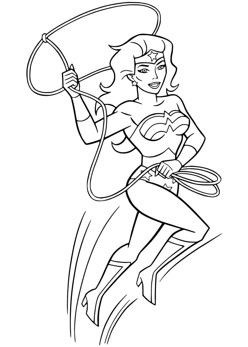 Wonder Woman med lasso Tegninger til Farvelægning