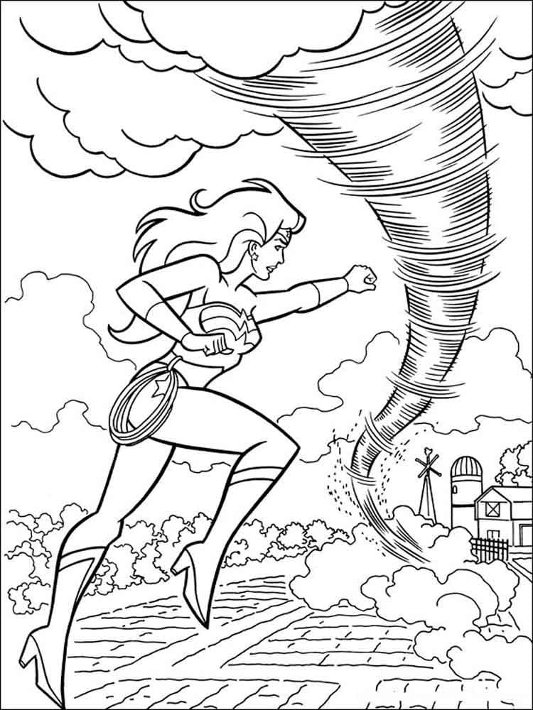 Wonder Woman og Tornado Tegninger til Farvelægning