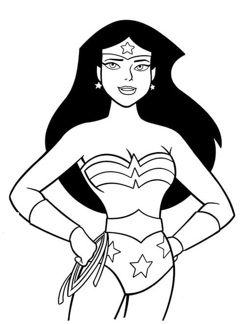 Wonder Woman smilende Tegninger til Farvelægning