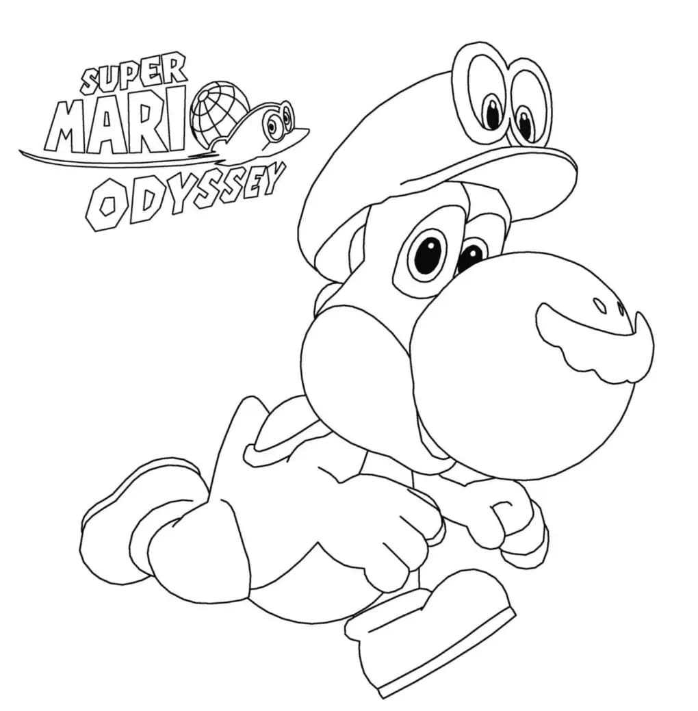 Yoshi i Super Mario Odyssey Tegninger til Farvelægning