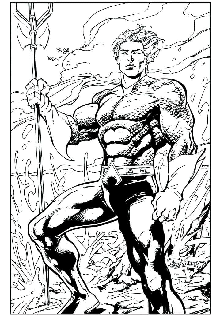 Aquaman Fra DC Comic Tegninger til Farvelægning