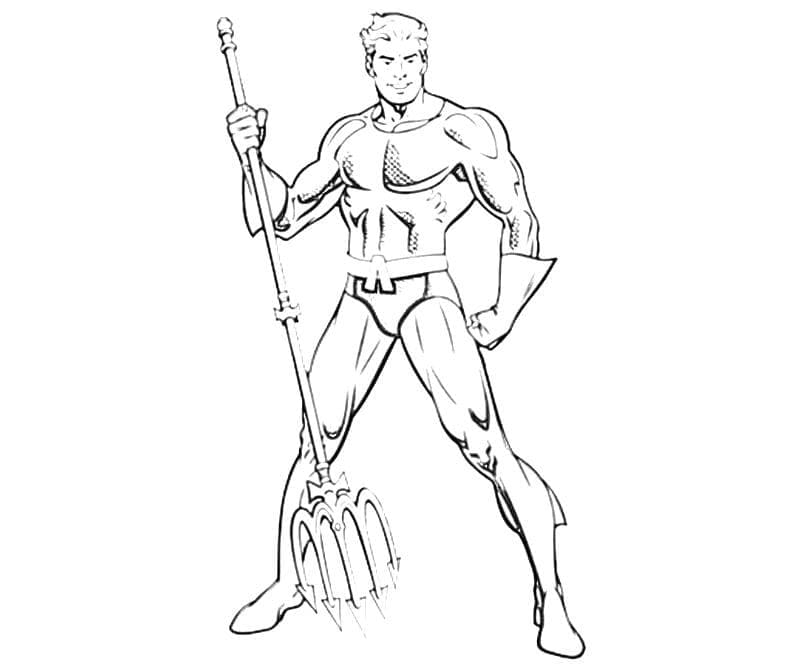 Aquaman Med Sin Trident Tegninger til Farvelægning