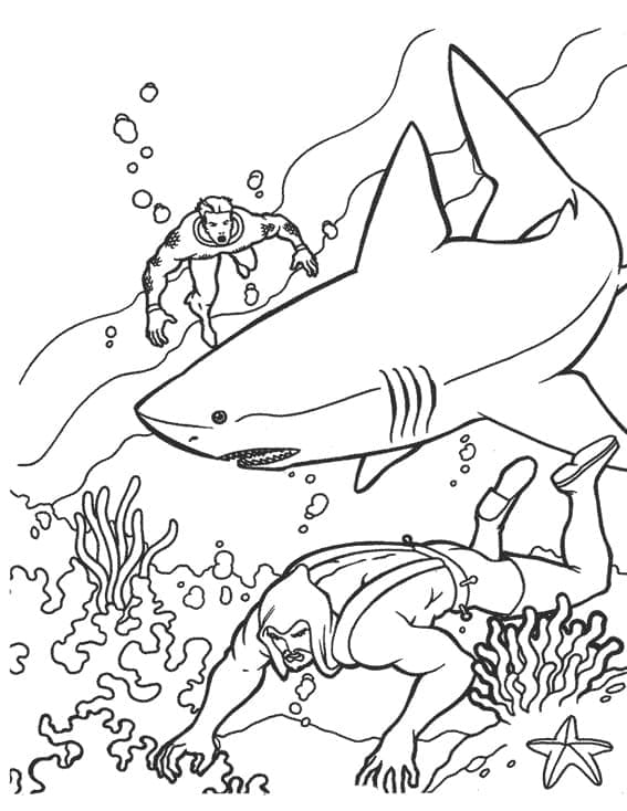 Aquaman Og Fjende Tegninger til Farvelægning