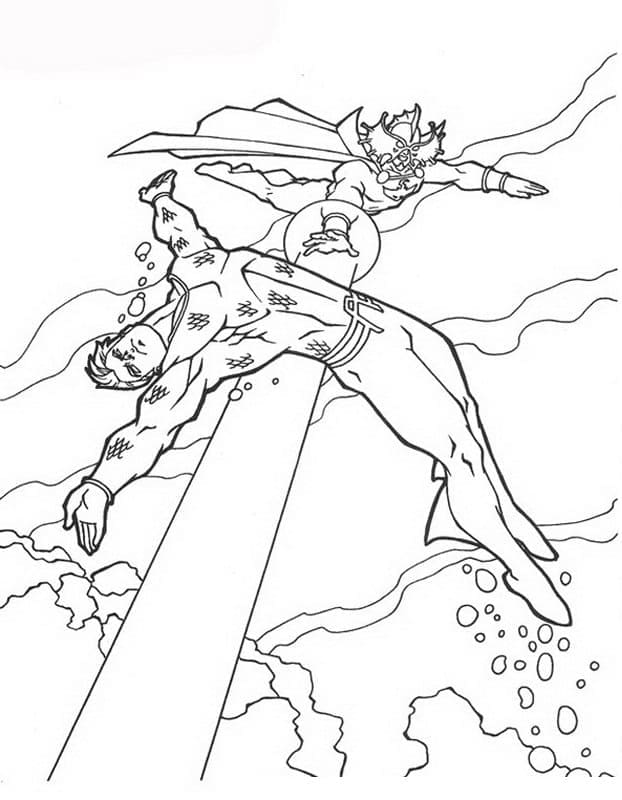 Aquaman Og Havmester Tegninger til Farvelægning