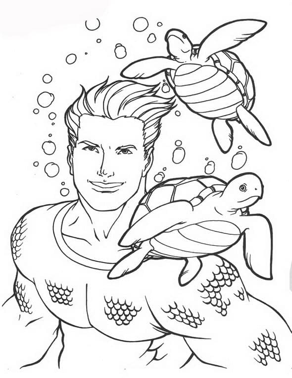 Aquaman Og Skildpadder Tegninger til Farvelægning