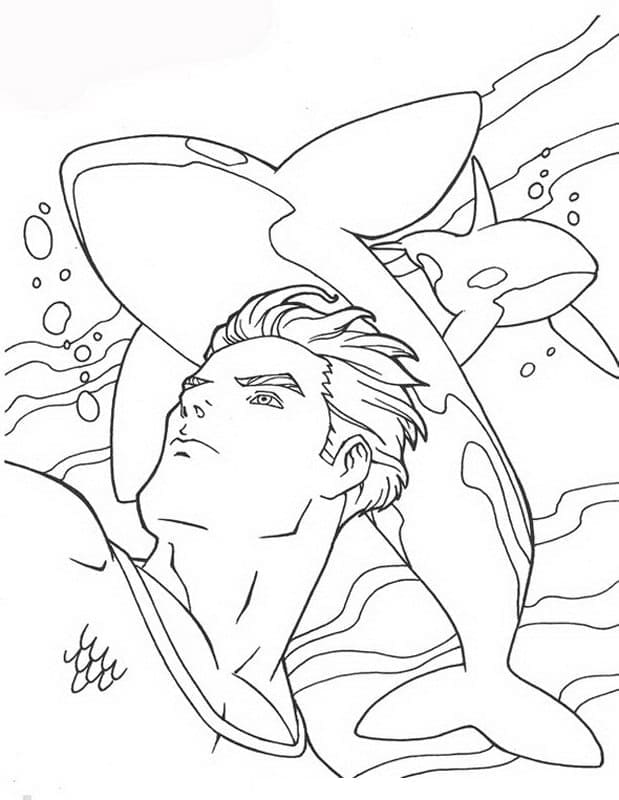 Aquaman Og Spækhuggere Tegninger til Farvelægning