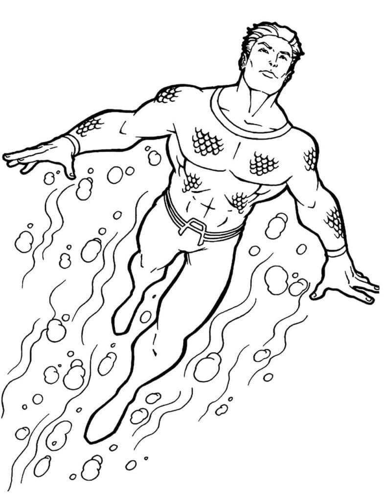 Aquaman Svømning Tegninger til Farvelægning