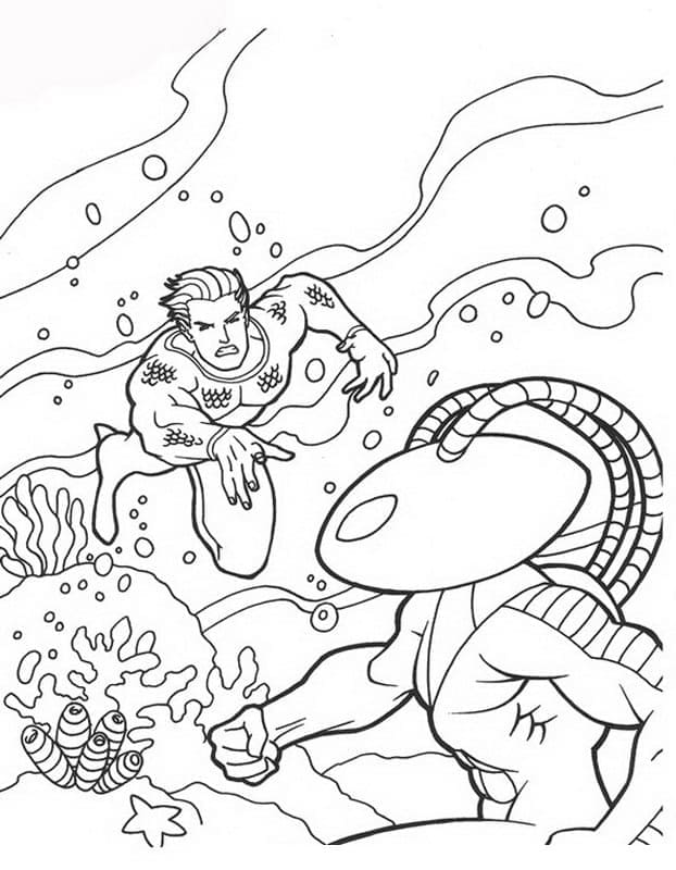 Aquaman vs Sort Manta Tegninger til Farvelægning