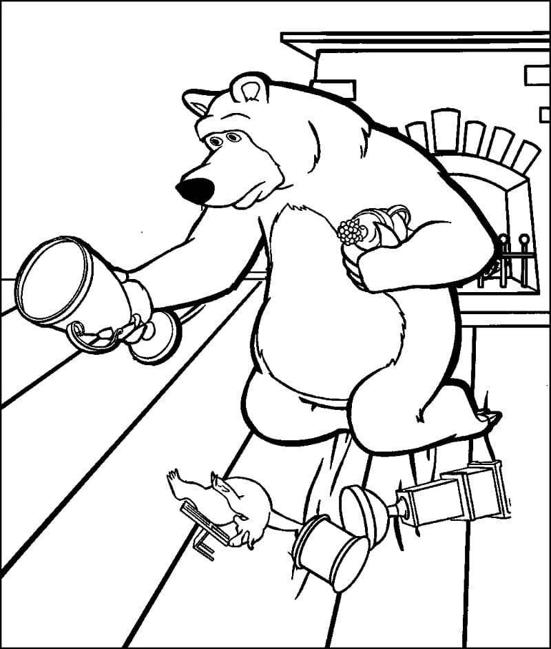 Bjørn fra Masha og Bjørnen Tegninger til Farvelægning