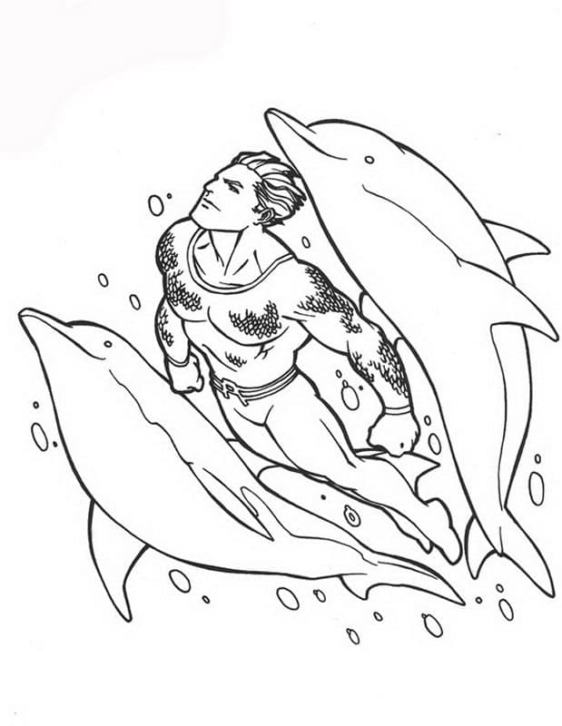 Delfiner Og Aquaman Tegninger til Farvelægning