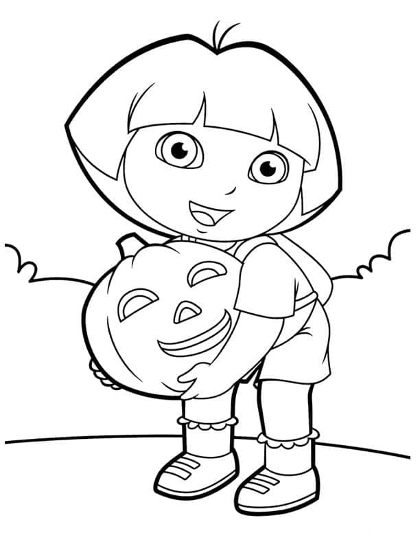 Dora og Halloween græskar Tegninger til Farvelægning