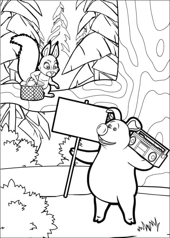 Egern og Rosie fra Masha og Bjørnen Tegninger til Farvelægning